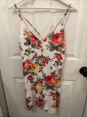 Abercrombie & Fitch White Floral Button-Front Slip Dress, Small